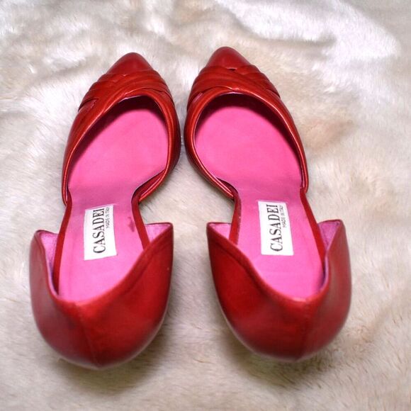 Casadei Red Patent Leather Kitten Heels Pointed Toe Vintage Designer 8.5/7 - Picture 12 of 14